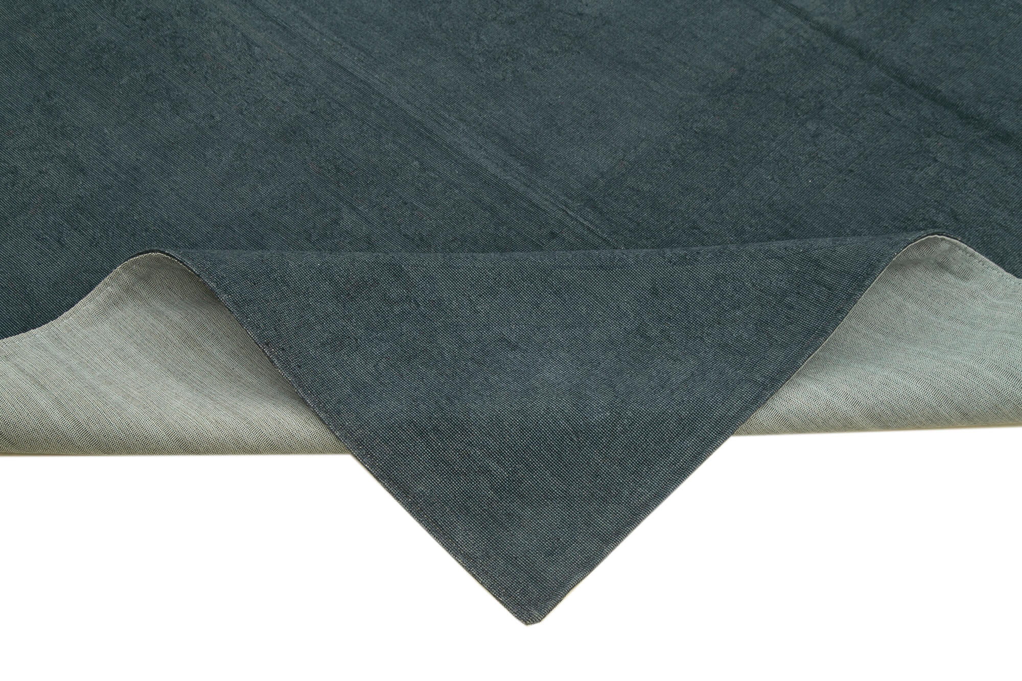 Needlepoint Mavi Çiçekli Pamuk Yün El Dokuma Halısı 222x283 Agacan