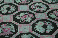 Needlepoint Beyaz Çiçekli Pamuk Yün El Dokuma Halısı 227x280 Agacan