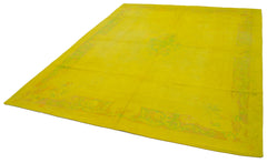 Needlepoint Sarı Çiçekli Pamuk Yün El Dokuma Halısı 225x281 Agacan