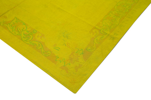 Needlepoint Sarı Çiçekli Pamuk Yün El Dokuma Halısı 225x281 Agacan