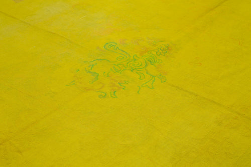 Needlepoint Sarı Çiçekli Pamuk Yün El Dokuma Halısı 225x281 Agacan