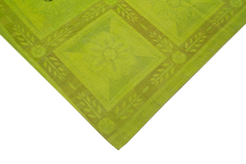 Needlepoint Yeşil Çiçekli Pamuk Yün El Dokuma Halısı 229x276 Agacan