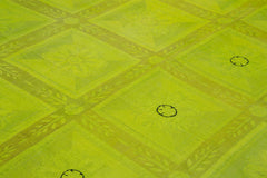 Needlepoint Yeşil Çiçekli Pamuk Yün El Dokuma Halısı 229x276 Agacan