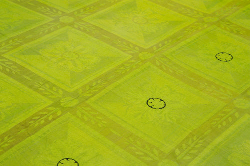 Needlepoint Yeşil Çiçekli Pamuk Yün El Dokuma Halısı 229x276 Agacan