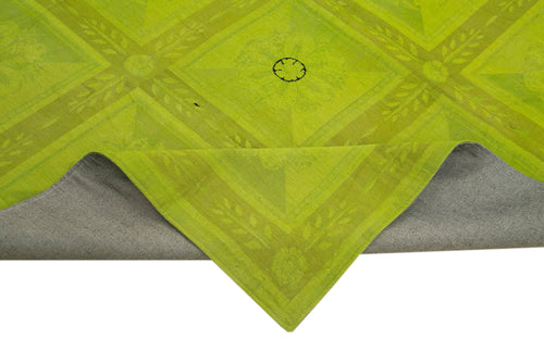 Needlepoint Yeşil Çiçekli Pamuk Yün El Dokuma Halısı 229x276 Agacan