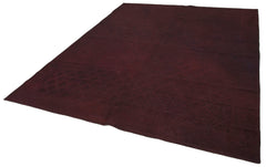 Needlepoint Kahverengi Çiçekli Pamuk Yün El Dokuma Halısı 222x277 Agacan