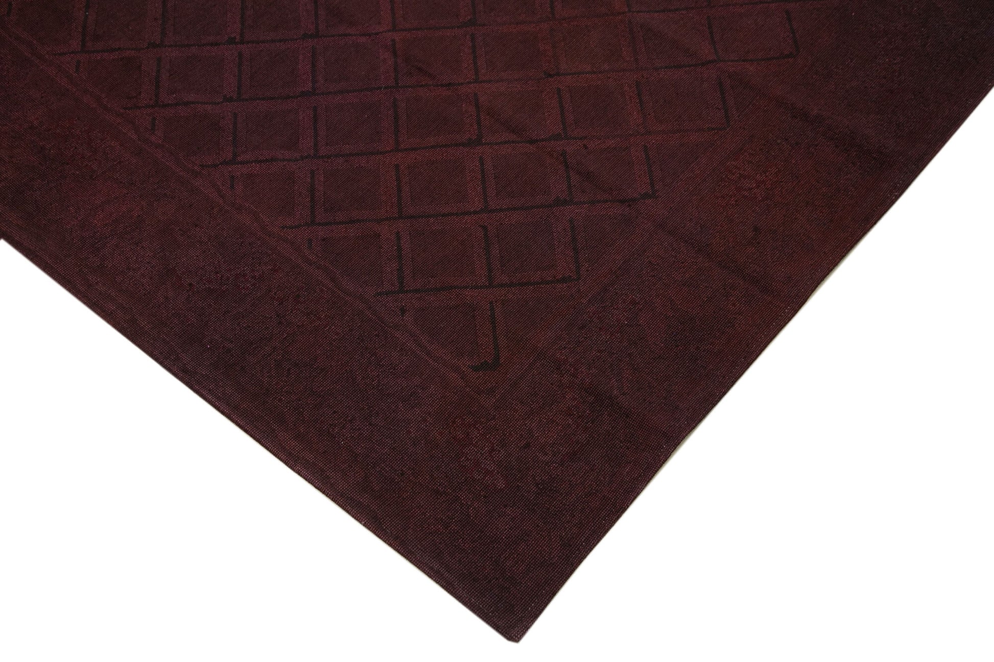 Needlepoint Kahverengi Çiçekli Pamuk Yün El Dokuma Halısı 222x277 Agacan