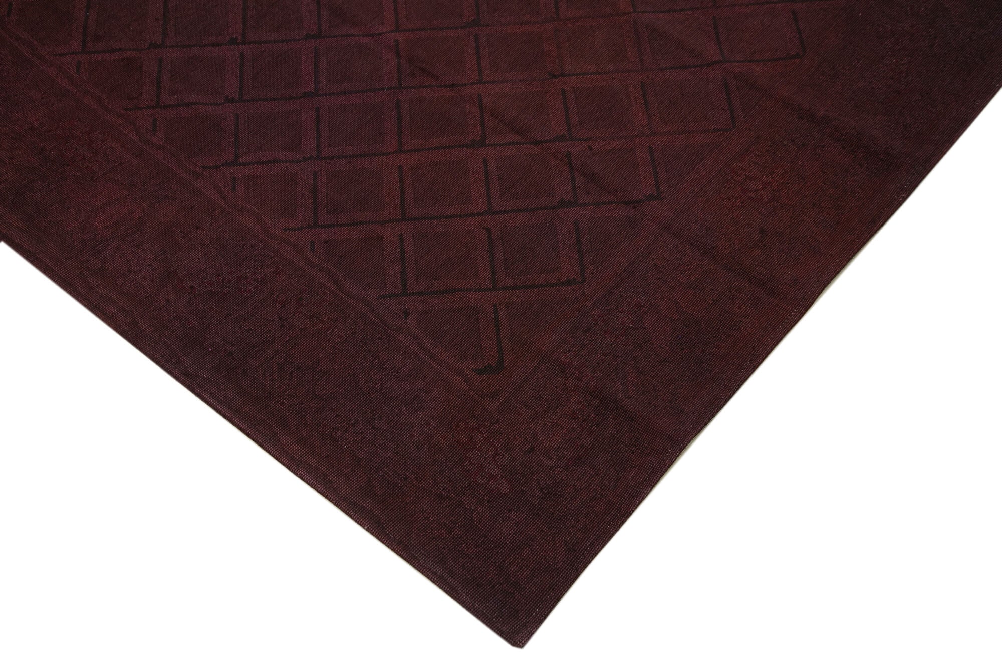 Needlepoint Kahverengi Çiçekli Pamuk Yün El Dokuma Halısı 222x277 Agacan