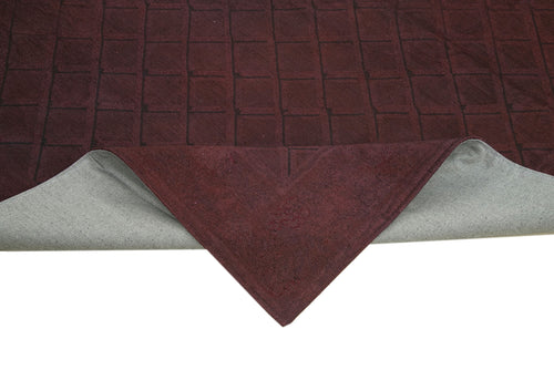 Needlepoint Kahverengi Çiçekli Pamuk Yün El Dokuma Halısı 222x277 Agacan