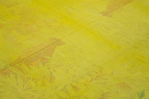 Needlepoint Sarı Çiçekli Pamuk Yün El Dokuma Halısı 247x260 Agacan