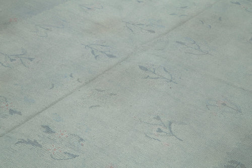 Needlepoint Gri Çiçekli Pamuk Yün El Dokuma Halısı 223x363 Agacan