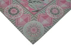 Needlepoint Gri Çiçekli Pamuk Yün El Dokuma Halısı 258x337 Agacan