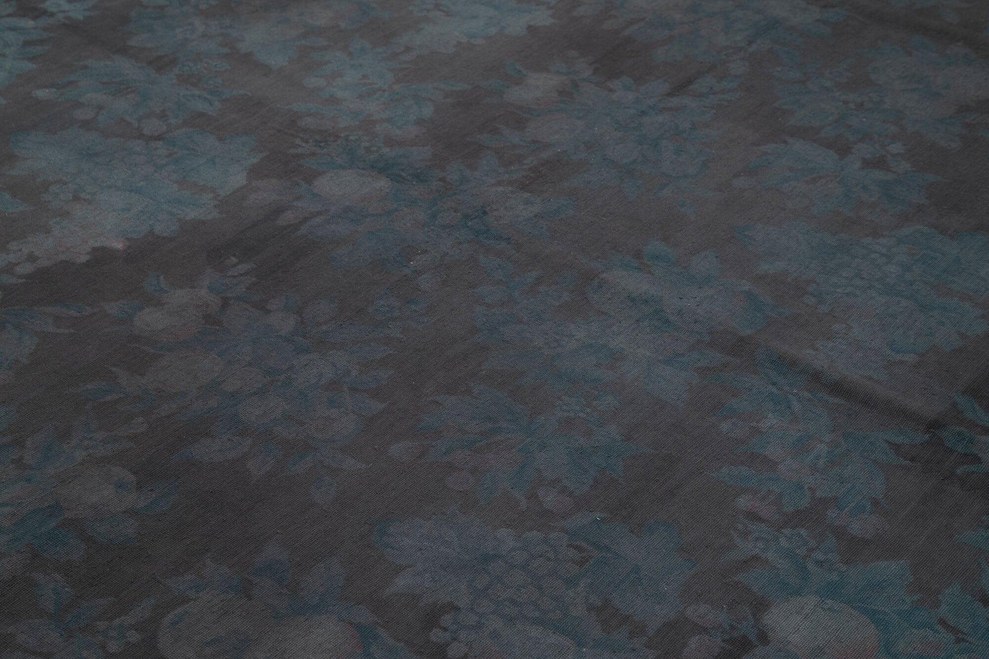 Needlepoint Gri Çiçekli Pamuk Yün El Dokuma Halısı 255x337 Agacan