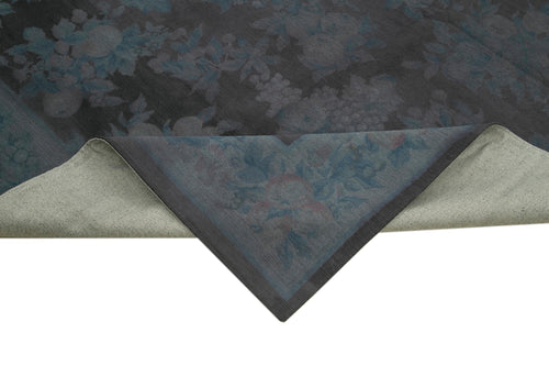 Needlepoint Gri Çiçekli Pamuk Yün El Dokuma Halısı 255x337 Agacan