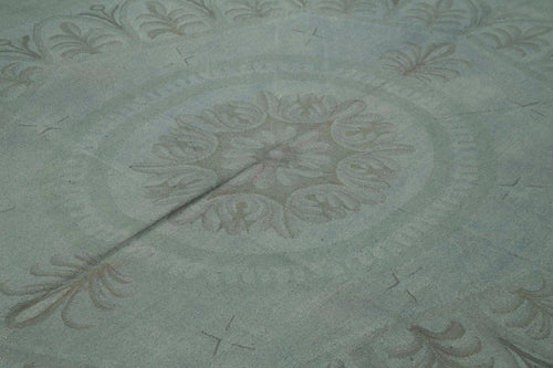 Needlepoint Gri Çiçekli Pamuk Yün El Dokuma Halısı 249x340 Agacan