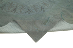 Needlepoint Gri Çiçekli Pamuk Yün El Dokuma Halısı 249x340 Agacan