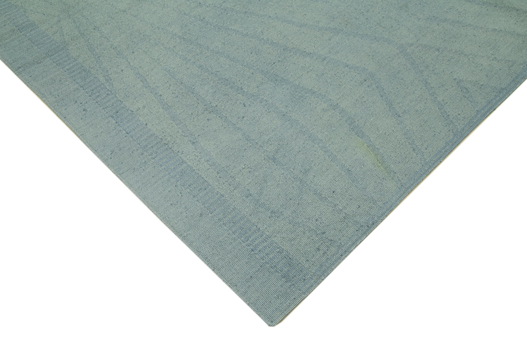 Needlepoint Mavi Çiçekli Pamuk Yün El Dokuma Halısı 245x356 Agacan