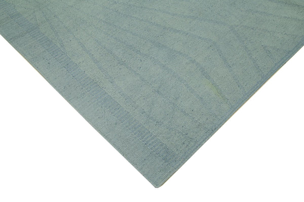 Needlepoint Mavi Çiçekli Pamuk Yün El Dokuma Halısı 245x356 Agacan