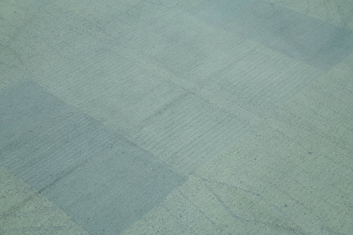 Needlepoint Mavi Çiçekli Pamuk Yün El Dokuma Halısı 245x356 Agacan