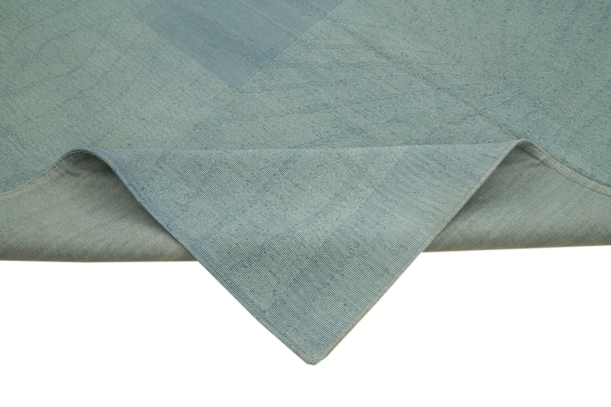 Needlepoint Mavi Çiçekli Pamuk Yün El Dokuma Halısı 245x356 Agacan