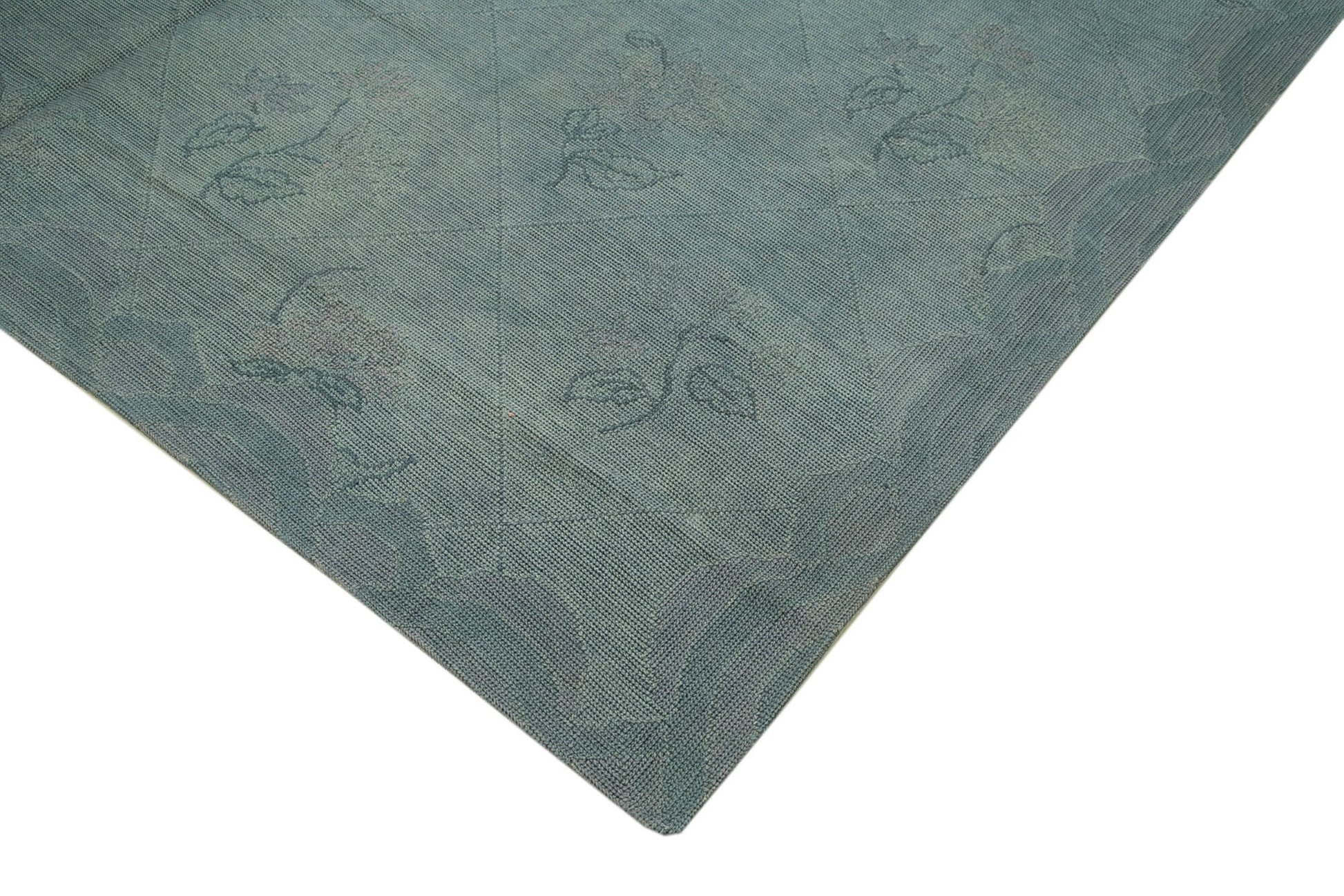 Needlepoint Gri Çiçekli Pamuk Yün El Dokuma Halısı 248x349 Agacan