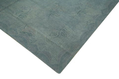 Needlepoint Gri Çiçekli Pamuk Yün El Dokuma Halısı 248x349 Agacan