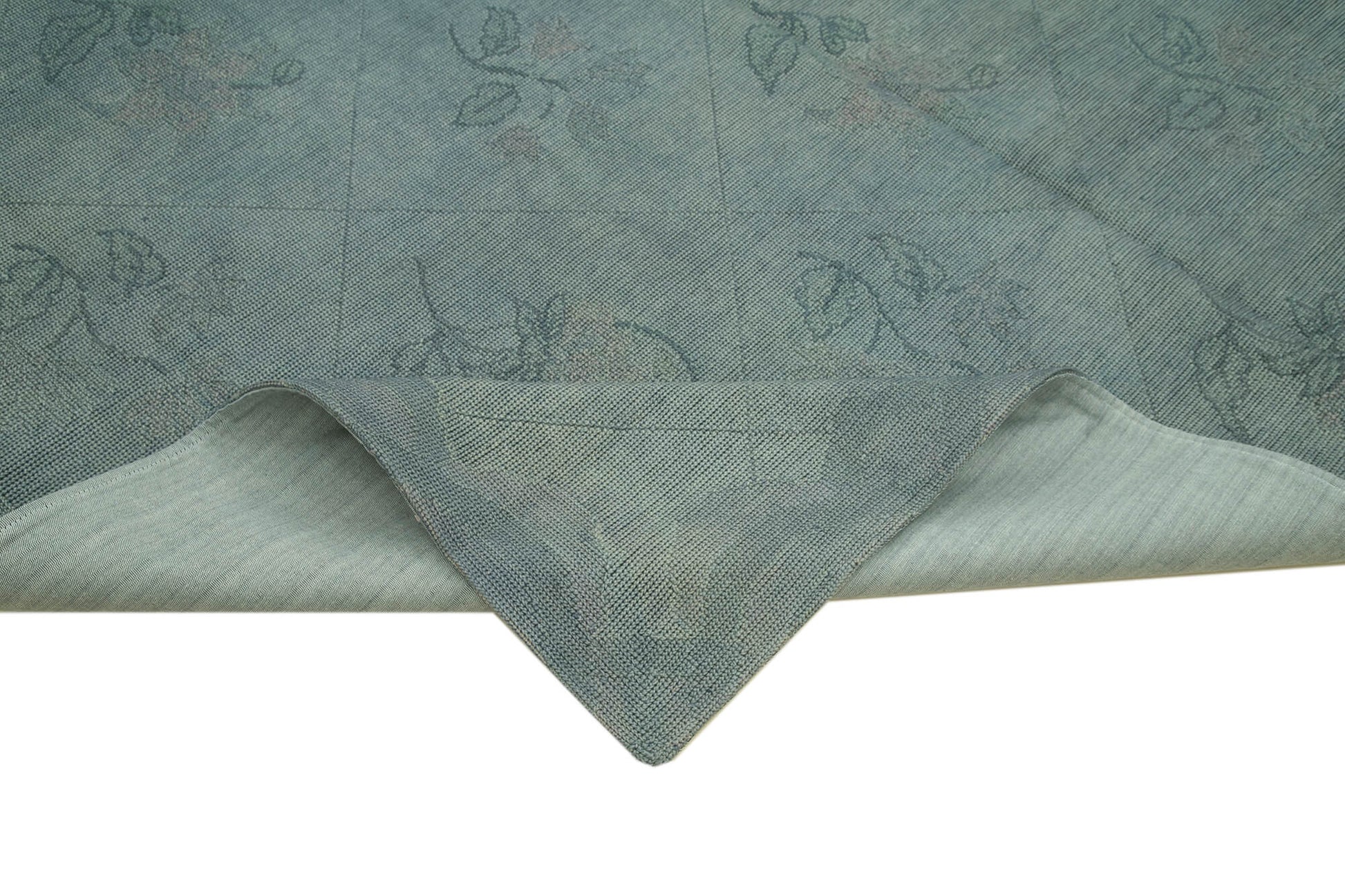 Needlepoint Gri Çiçekli Pamuk Yün El Dokuma Halısı 248x349 Agacan