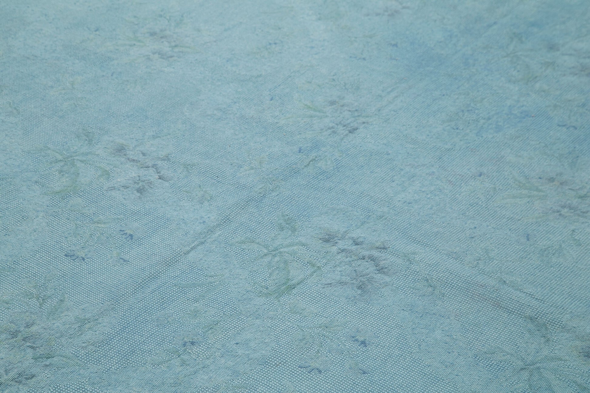 Needlepoint Mavi Çiçekli Pamuk Yün El Dokuma Halısı 246x338 Agacan