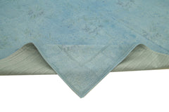 Needlepoint Mavi Çiçekli Pamuk Yün El Dokuma Halısı 246x338 Agacan