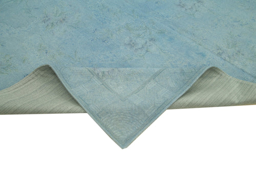 Needlepoint Mavi Çiçekli Pamuk Yün El Dokuma Halısı 246x338 Agacan