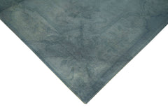 Needlepoint Mavi Çiçekli Pamuk Yün El Dokuma Halısı 258x335 Agacan