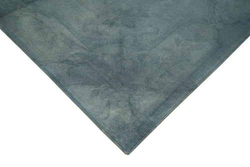 Needlepoint Mavi Çiçekli Pamuk Yün El Dokuma Halısı 258x335 Agacan