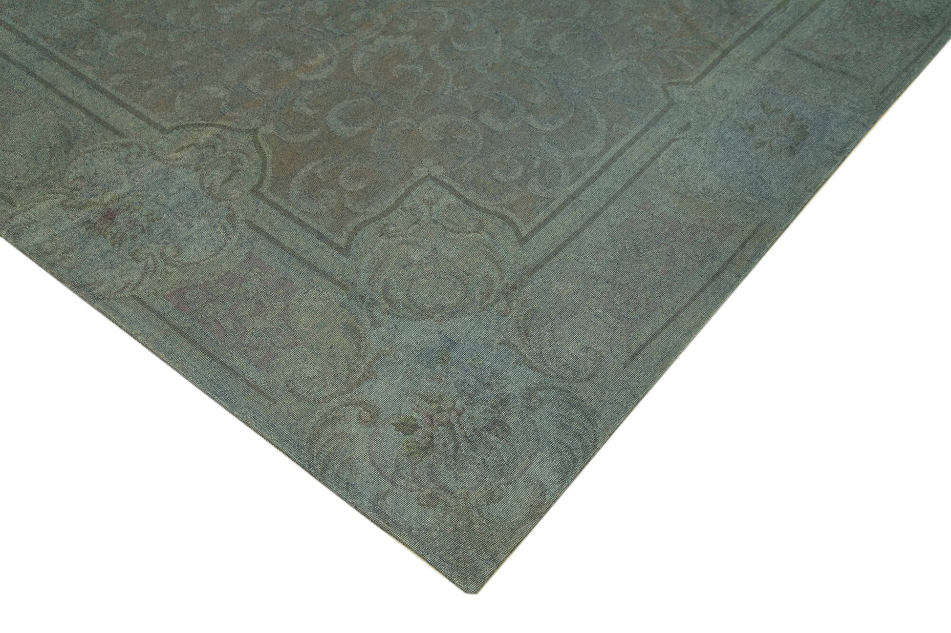 Needlepoint Gri Çiçekli Pamuk Yün El Dokuma Halısı 233x325 Agacan