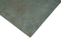 Needlepoint Gri Çiçekli Pamuk Yün El Dokuma Halısı 233x325 Agacan