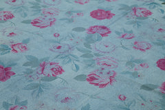 Needlepoint Mavi Çiçekli Pamuk Yün El Dokuma Halısı 250x338 Agacan