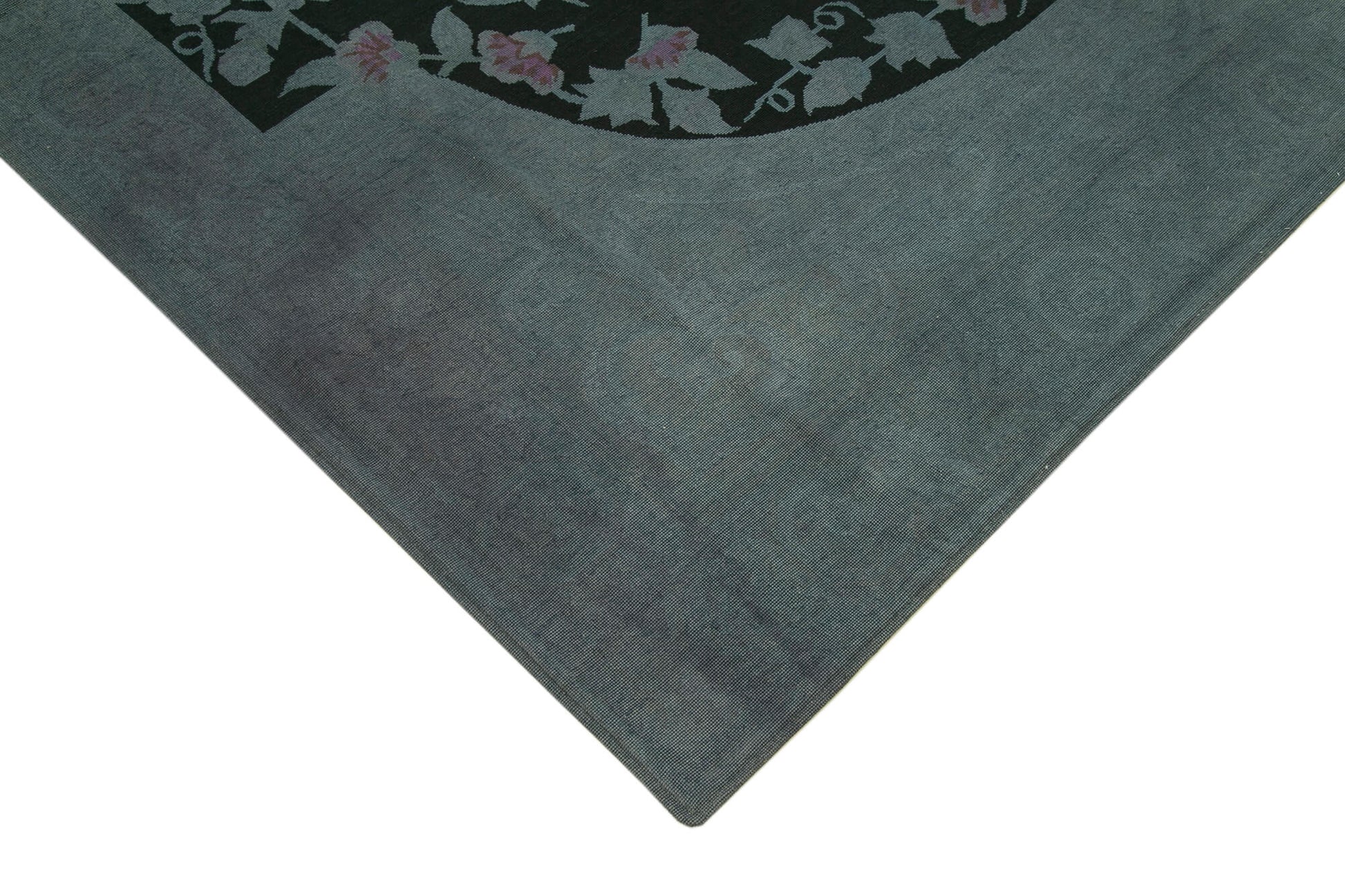 Needlepoint Gri Çiçekli Pamuk Yün El Dokuma Halısı 230x324 Agacan