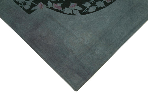 Needlepoint Gri Çiçekli Pamuk Yün El Dokuma Halısı 230x324 Agacan