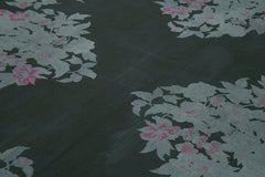 Needlepoint Gri Çiçekli Pamuk Yün El Dokuma Halısı 230x324 Agacan