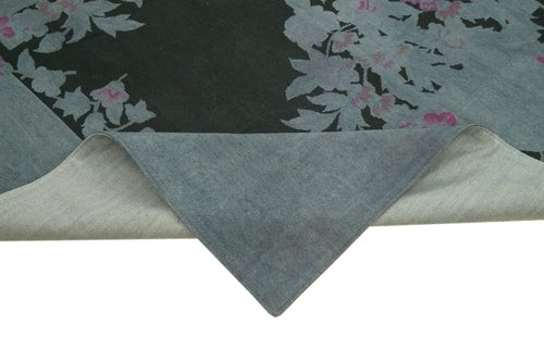 Needlepoint Gri Çiçekli Pamuk Yün El Dokuma Halısı 230x324 Agacan