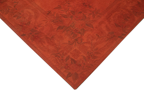 Needlepoint Turuncu Çiçekli Pamuk Yün El Dokuma Halısı 230x334 Agacan