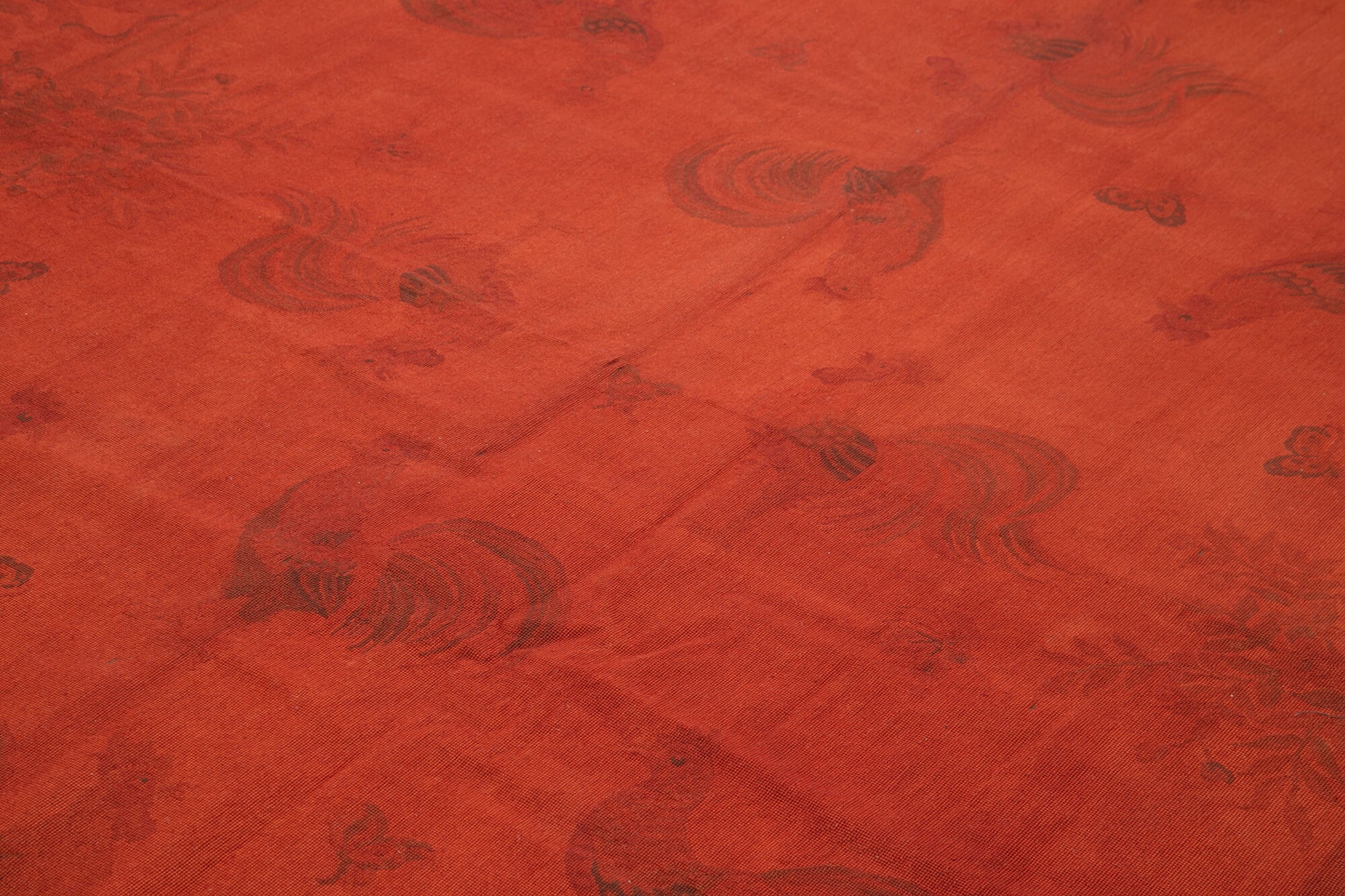 Needlepoint Turuncu Çiçekli Pamuk Yün El Dokuma Halısı 230x334 Agacan