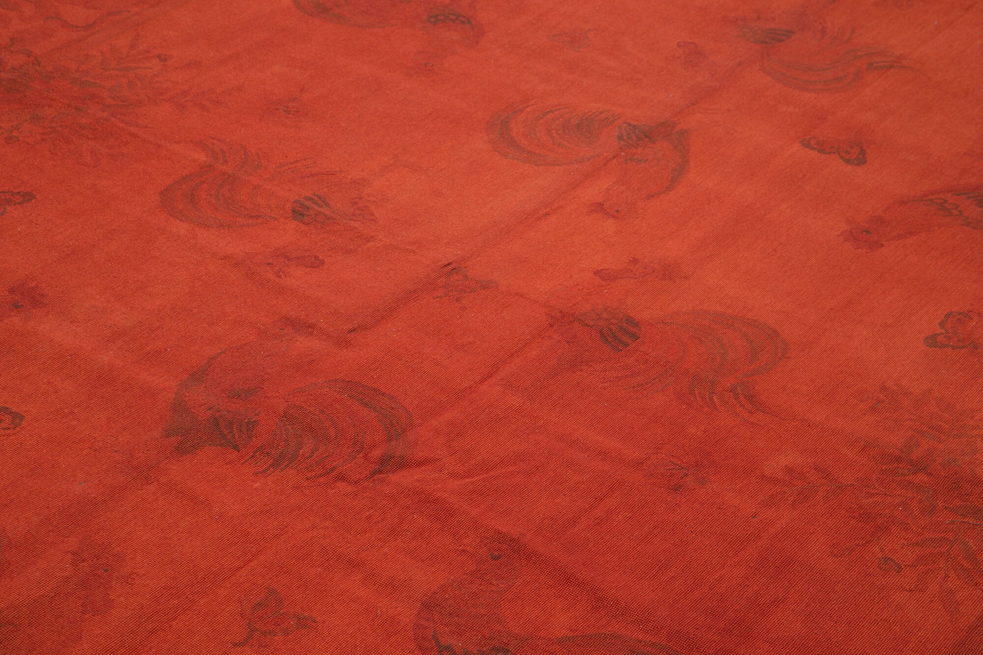 Needlepoint Turuncu Çiçekli Pamuk Yün El Dokuma Halısı 230x334 Agacan