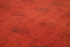 Needlepoint Turuncu Çiçekli Pamuk Yün El Dokuma Halısı 230x334 Agacan