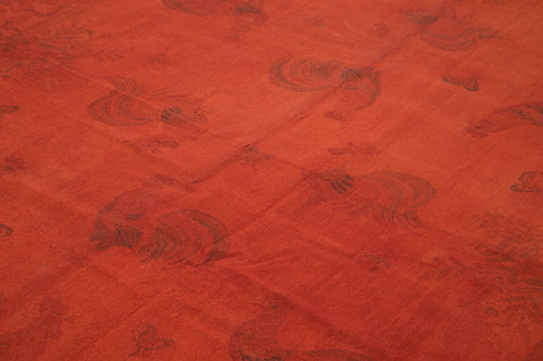 Needlepoint Turuncu Çiçekli Pamuk Yün El Dokuma Halısı 230x334 Agacan