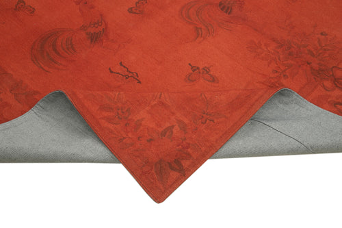 Needlepoint Turuncu Çiçekli Pamuk Yün El Dokuma Halısı 230x334 Agacan