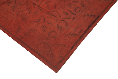 Needlepoint Turuncu Çiçekli Pamuk Yün El Dokuma Halısı 249x343 Agacan