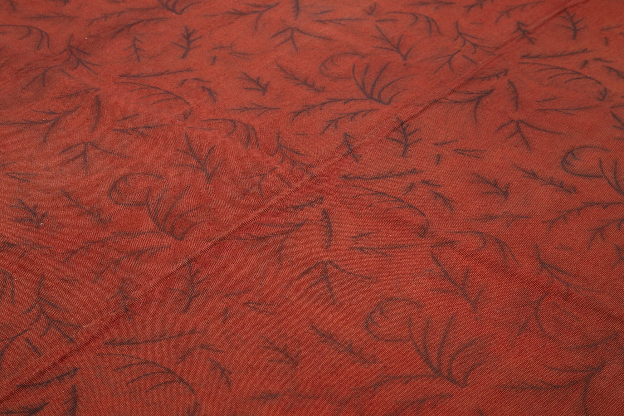 Needlepoint Turuncu Çiçekli Pamuk Yün El Dokuma Halısı 249x343 Agacan