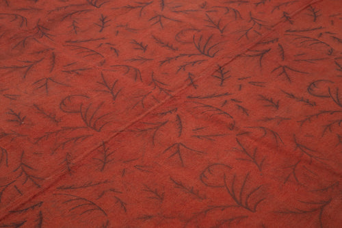 Needlepoint Turuncu Çiçekli Pamuk Yün El Dokuma Halısı 249x343 Agacan