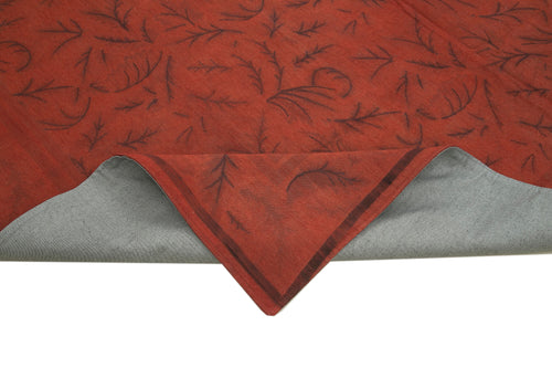 Needlepoint Turuncu Çiçekli Pamuk Yün El Dokuma Halısı 249x343 Agacan