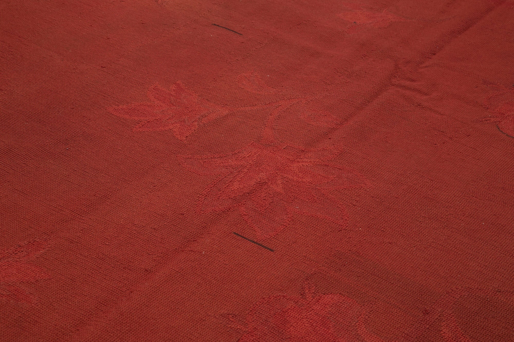 Needlepoint Kırmızı Çiçekli Pamuk Yün El Dokuma Halısı 260x352 Agacan